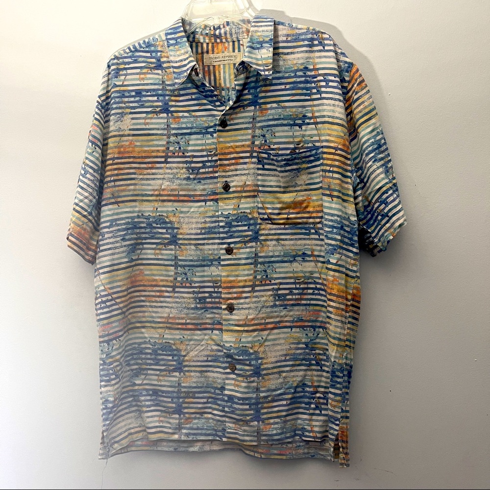 Island Republic Multi-color Men's Hawaiian Shirt Large